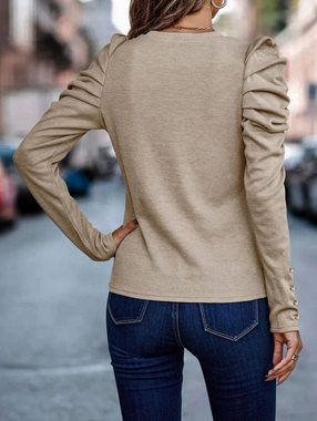 ZWY 2-in-1-Langarmshirt Hemden für Frauen Rundhalsausschnitt Langarm solide Tee Casual Tops