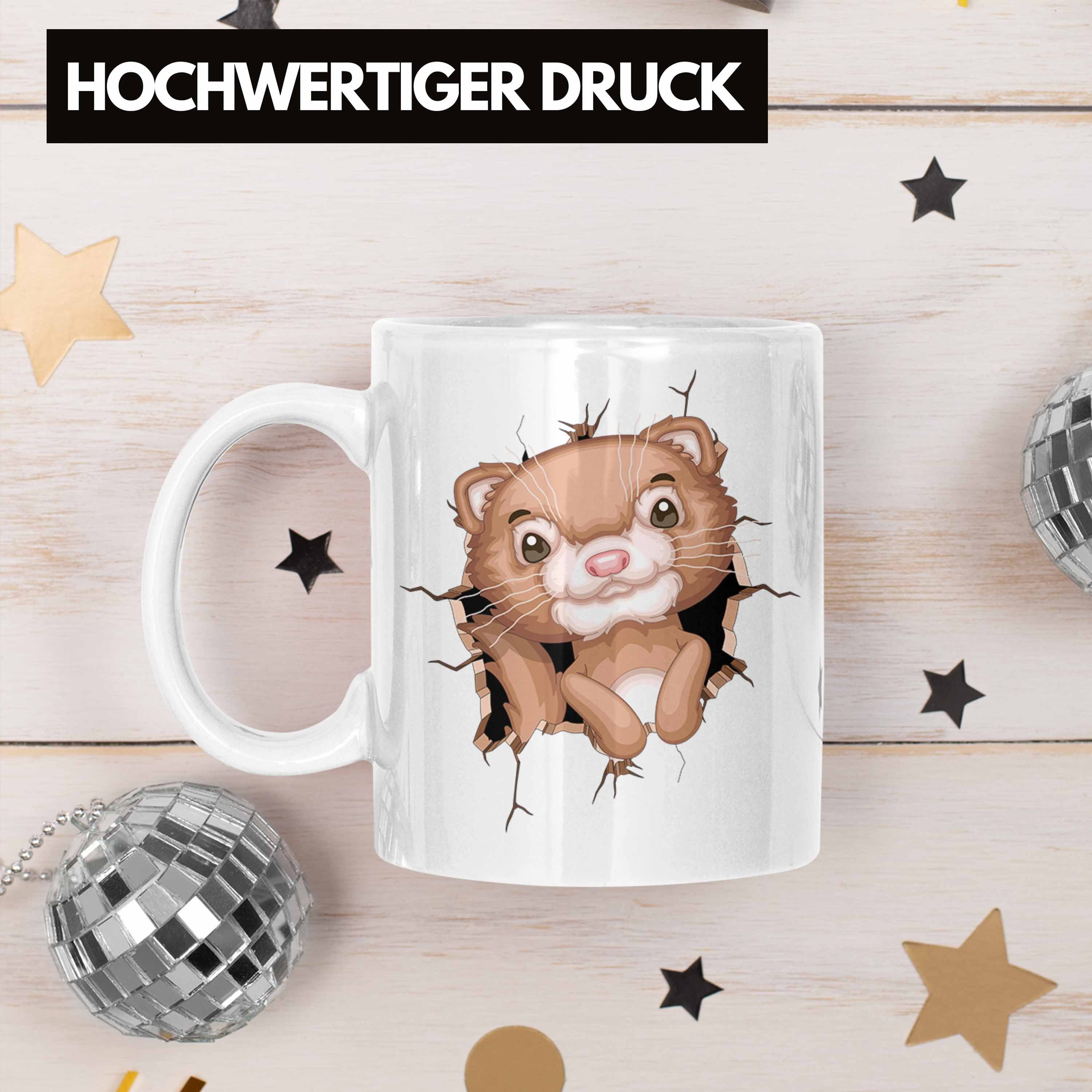 3D Trendation Lustige Grafik Tasse Otter Tasse Otter-Liebha Weiss Geschenkdidee Kaffee-Becher