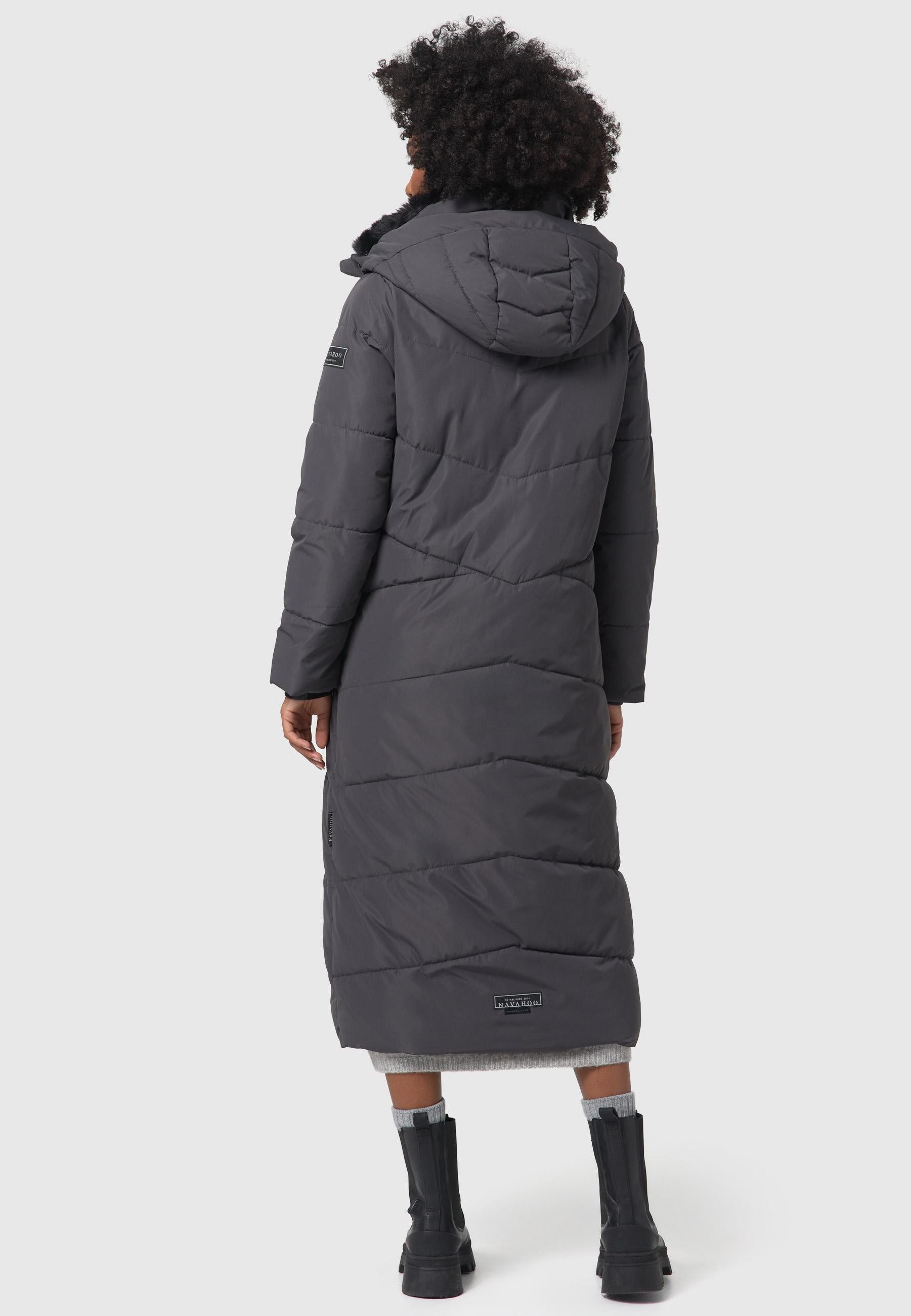 Navahoo Steppmantel Hingucker XIV Damen Wintermantel mit abnehmbaren Kunstfellkragen