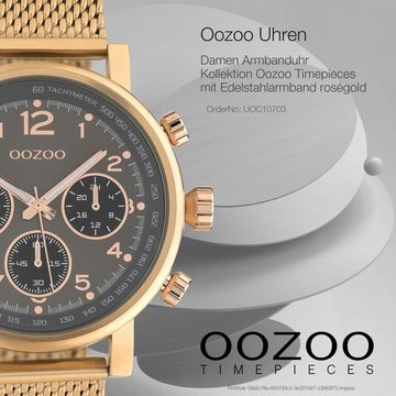 OOZOO Quarzuhr Oozoo Damen, Herren Armbanduhr roségold, (Analoguhr), Damen, Herrenuhr rund, groß (ca. 45mm) Edelstahlarmband, Elegant-Style