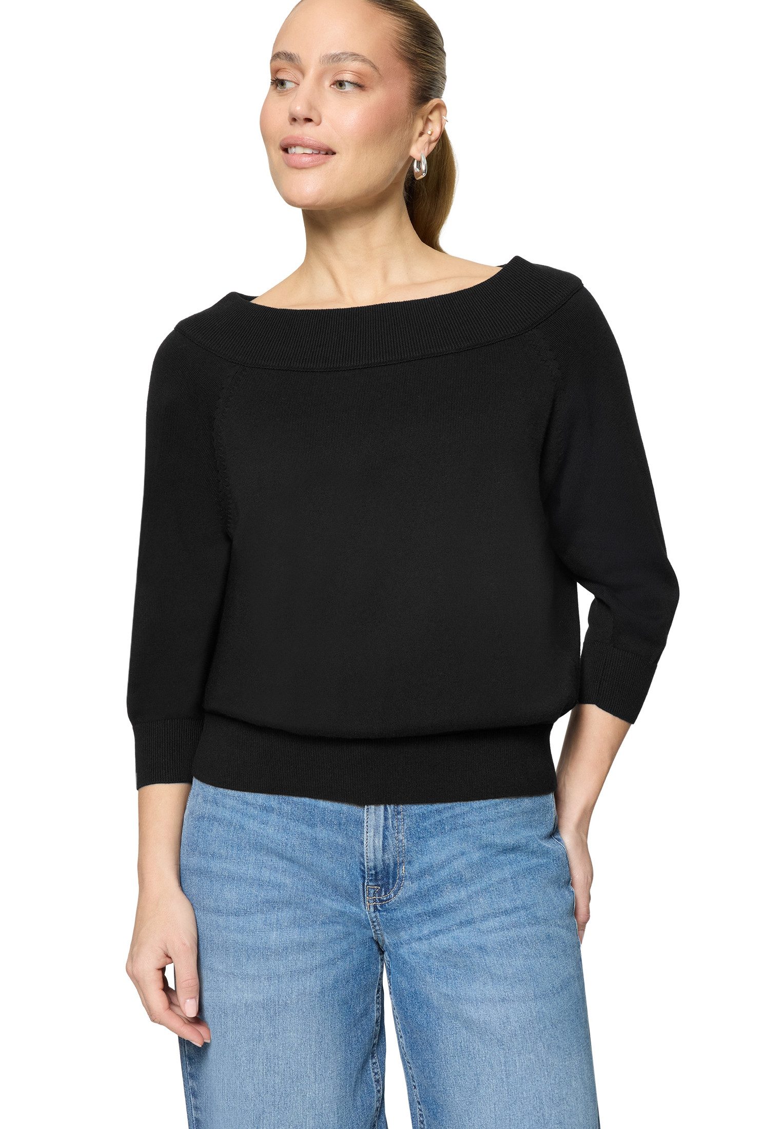 Zero Strickpullover Damen mit Carmenausschnitt (1-tlg) Plain/ ohne Details