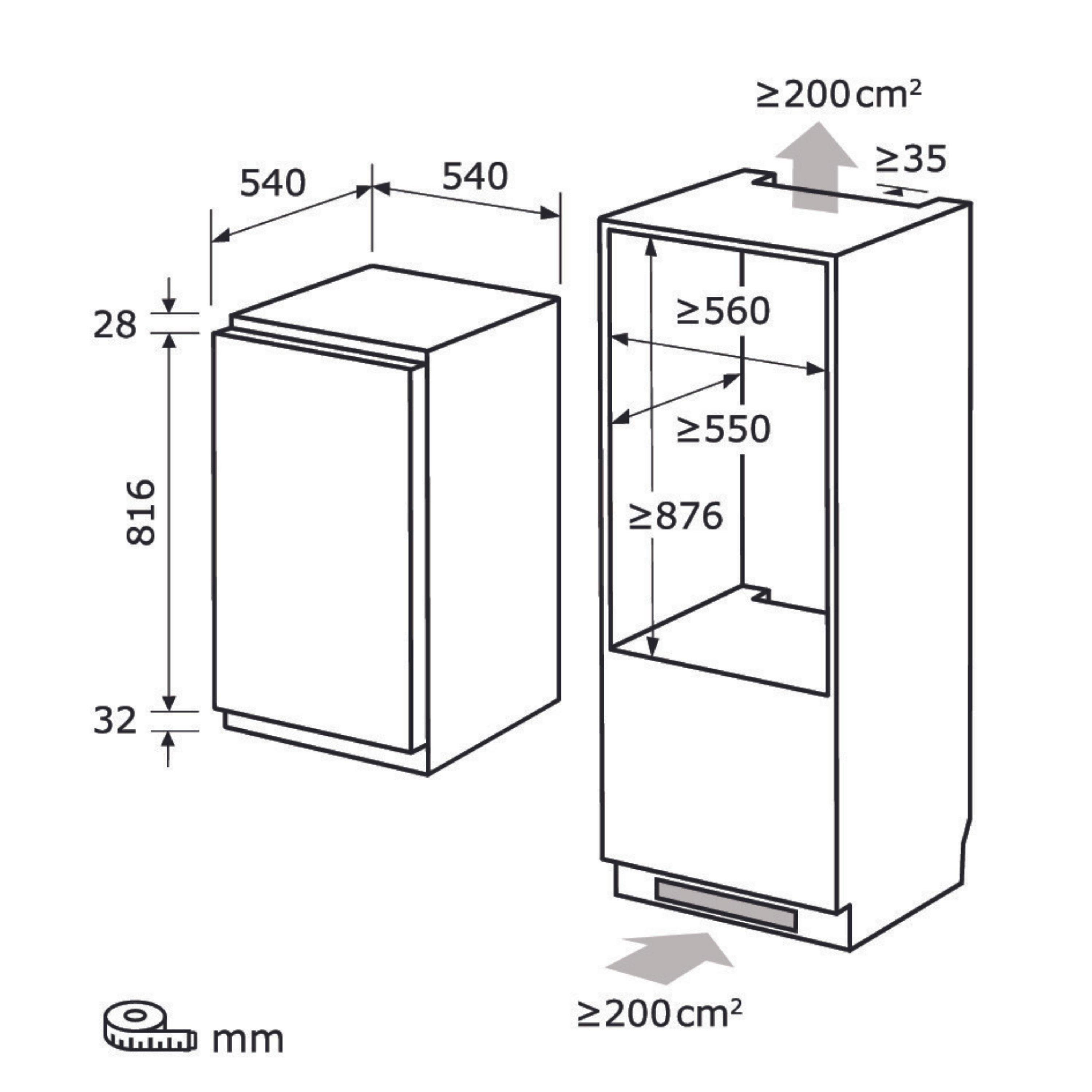 exquisit Einbaukühlschrank EKS130-V-040F, breit, mit 54.0 Vollraumkühlschrank cm Schlepptür Innenbeleuchtung