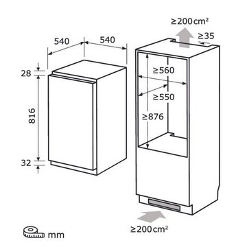 exquisit Einbaukühlschrank EKS130-V-040F, 54.0 cm breit, Vollraumkühlschrank mit Innenbeleuchtung, Schlepptür