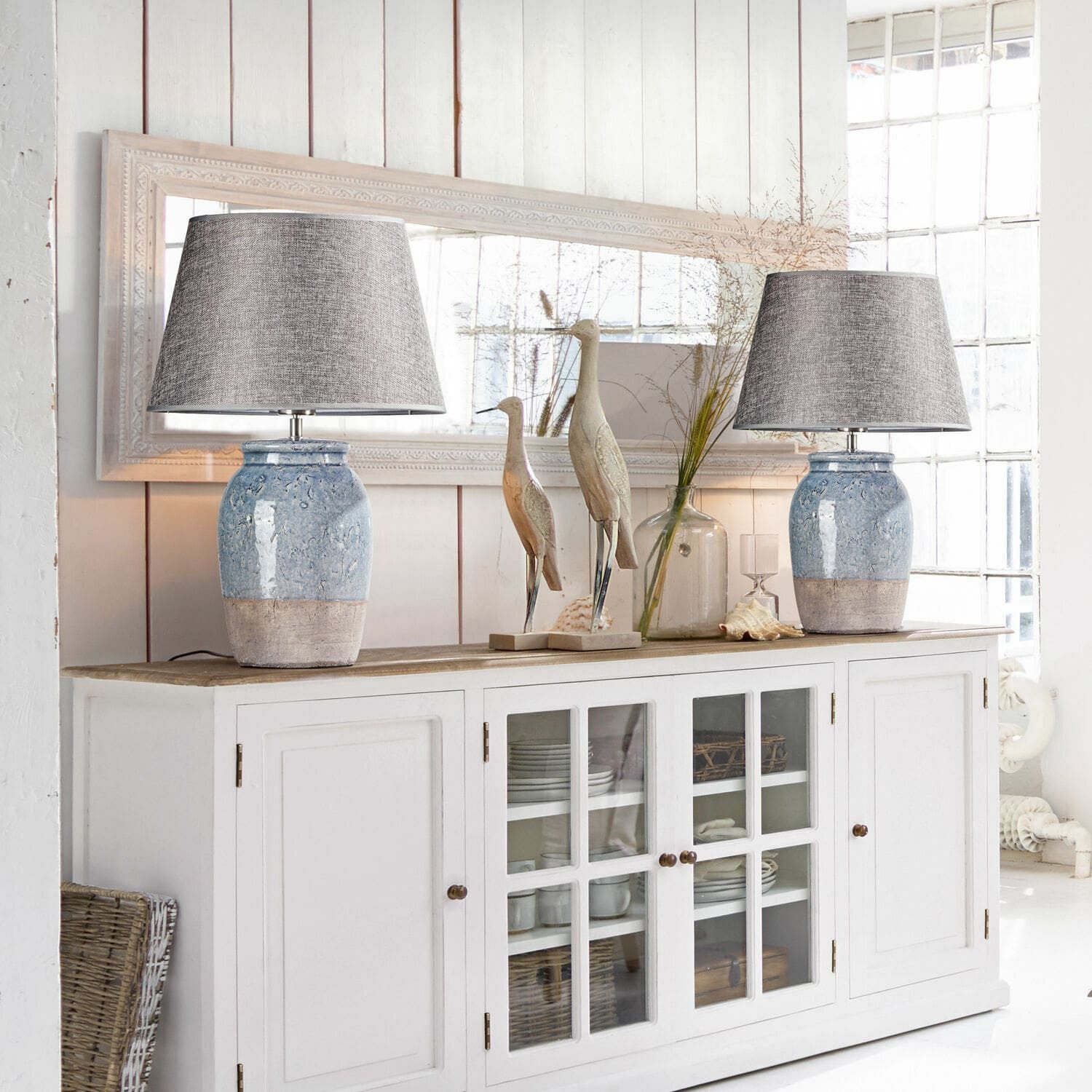 Mirabeau Tischleuchte Tischlampe Manly grau