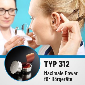 ABSINA ABSINA Hörgeräte-Batterie Typ 312 / PR41, 6 Stück Knopfzelle