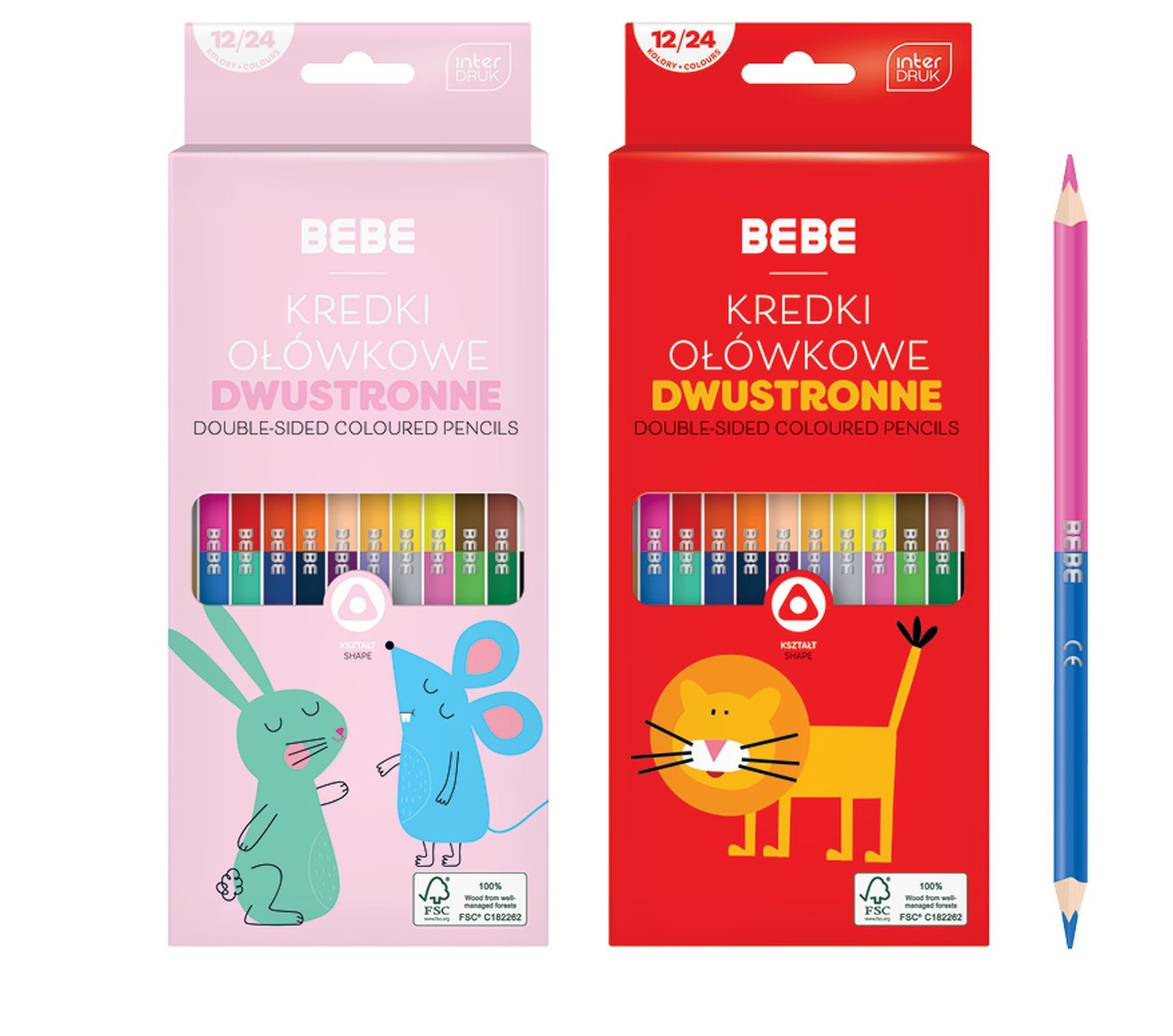 Interdruk Buntstift Interdruk Doppelseitige Buntstifte 12 Stück 24 Farben BeBe Kids