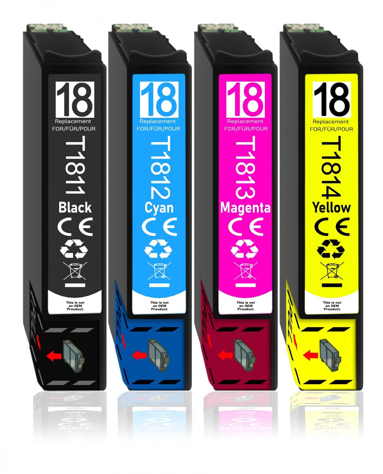 Druckerparadies 4er Pack Druckerpatronen 18 18XL kompatibel mit Epson XP-215 Tintenpatrone (4-tlg)