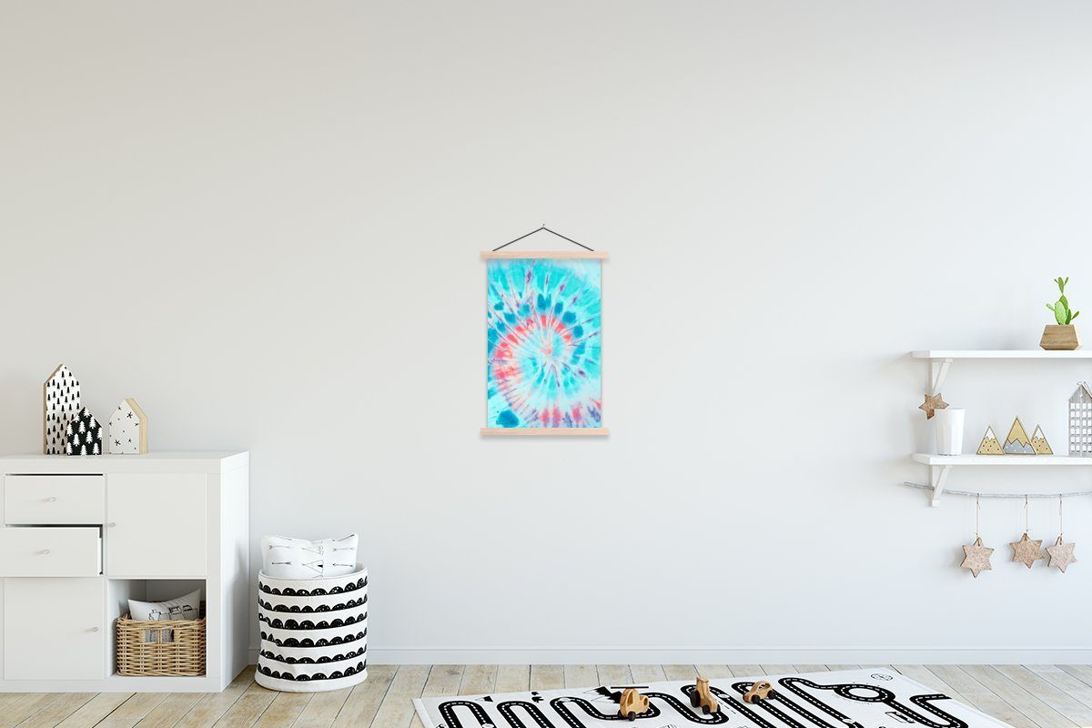MuchoWow Poster Sommer - Krawattenfärbung - Blau, (1 St), Posterleiste, Textilposter für Wohnzimmer, Bilderleiste, Magnetisch