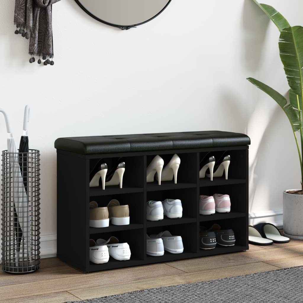 vidaXL Sitzbank Schuhbank Schwarz 82x32x50 cm Holzwerkstoff günstig online kaufen