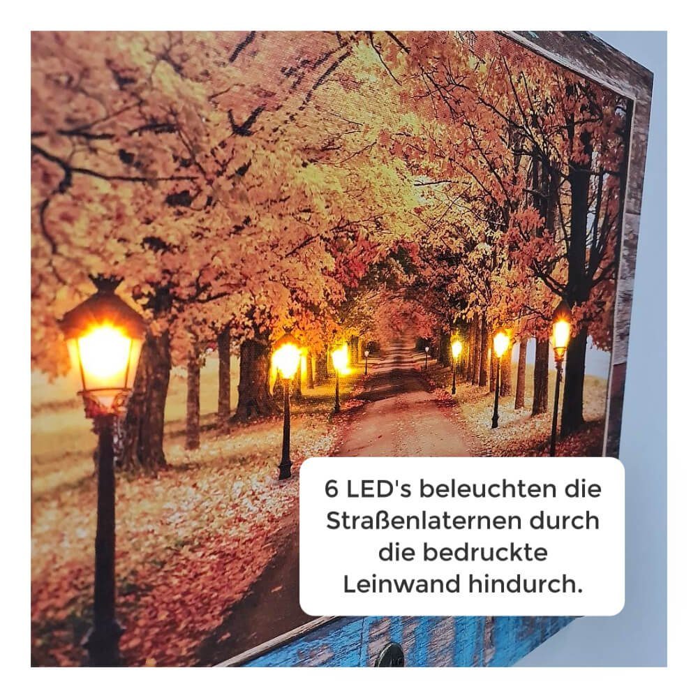 GarPet Schlüsselbrett LED Schlüsselboard Flur Leinwand Holz Schlüssel Brett Halter Garderobe – Bild 3 von 5