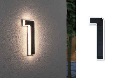 Paulmann LED Außen-Wandleuchte Solar Hausnummer, LED fest integriert, Warmweiß, LED-Modul, Hausnummern 0-9 wählbar, Akku wechselbar