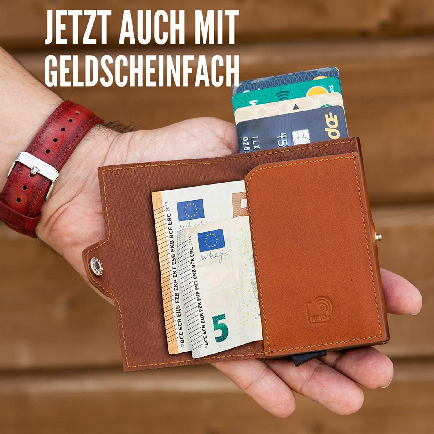 Solo Pelle Geldbörse Kartenetui, Kreditkartenetui, Leder Geldbörse Slim Wallet Portmonee, echtes europäisches Leder in elegantem Design mit RFID Schutz