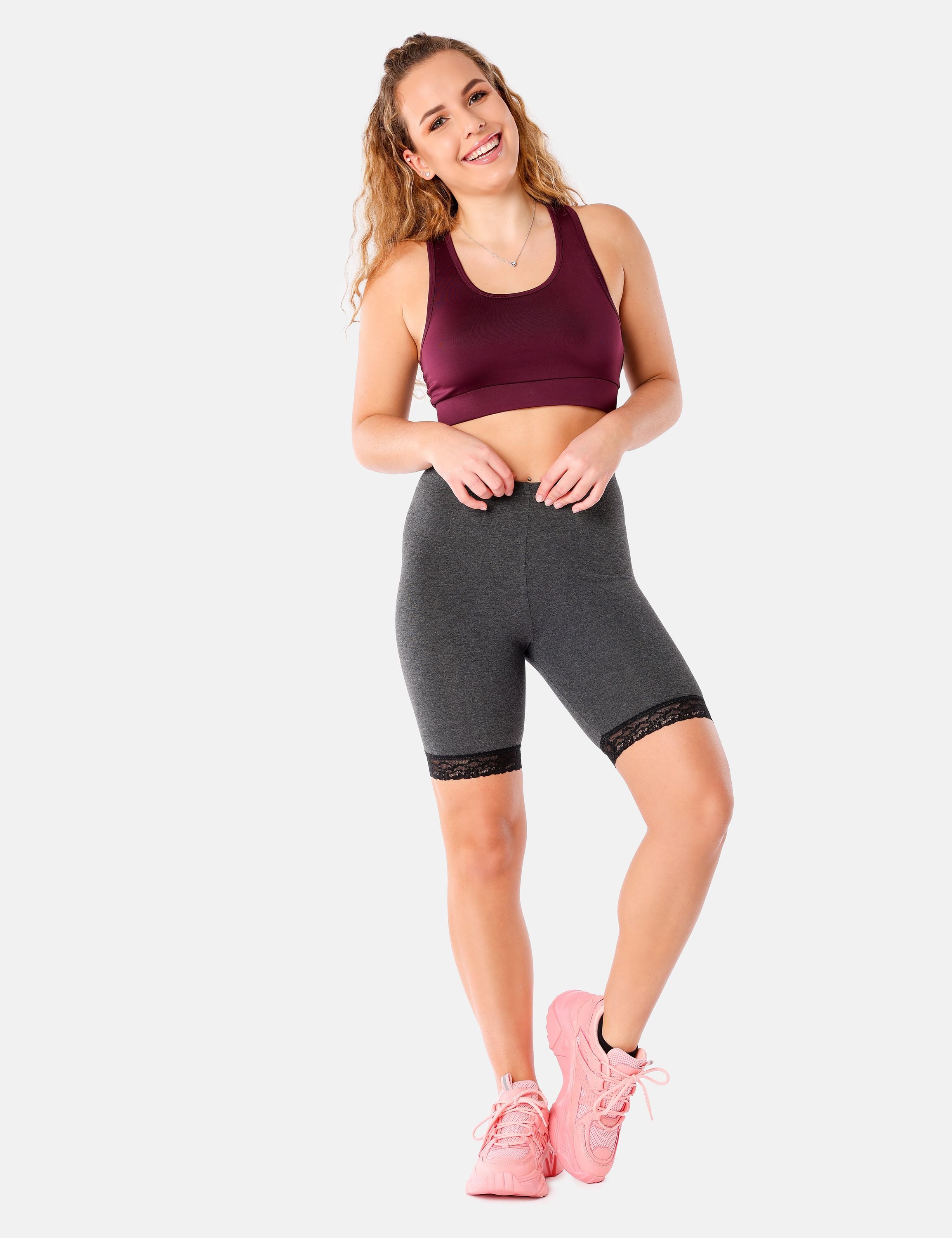 Merry Style Leggings Damen kurze High Waist Hose Radlerhose MS10-431 (1-tlg) mit Spitze