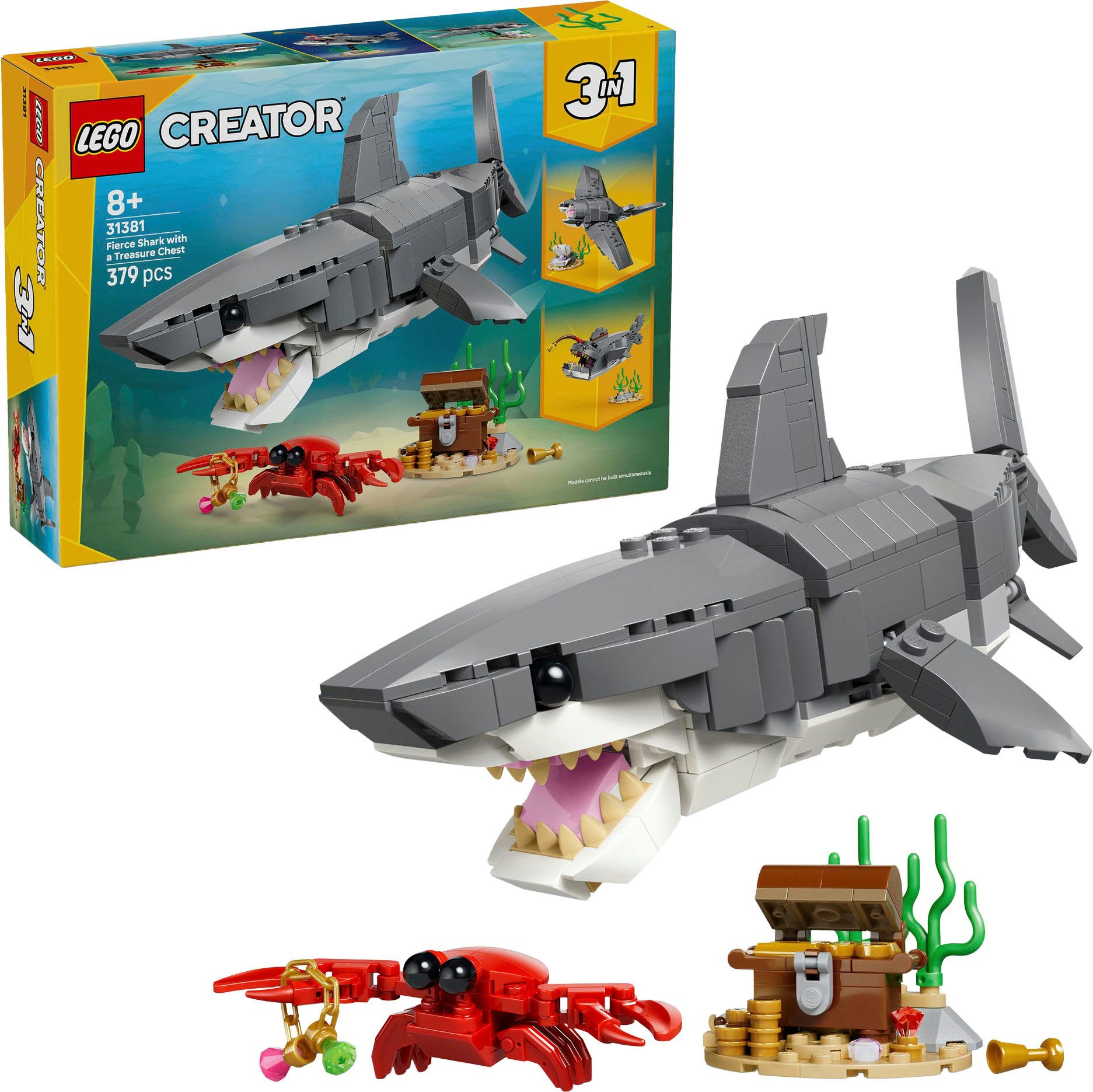 LEGO® Wilder Hai mit Schatztruhe (31381), LEGO Creator Konstruktionsspielsteine, (379 St), Made in Europe