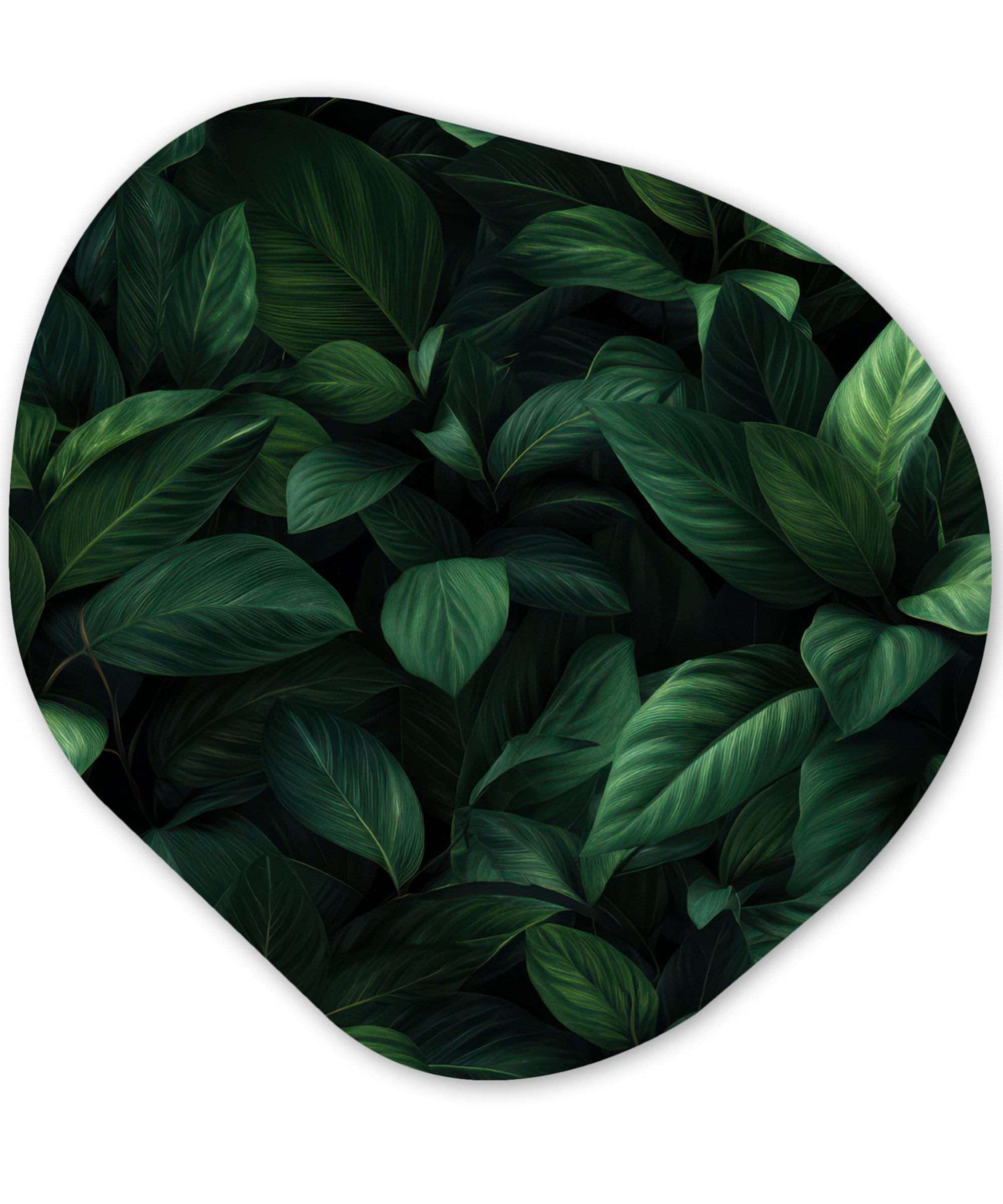 MuchoWow Gemälde Blätter - Oval - Grün - Adern, Fotodruck (1 St), Wandbild Abstrakt, Wohnzimmer Schlafzimmer Wanddekoration, 40x40 cm