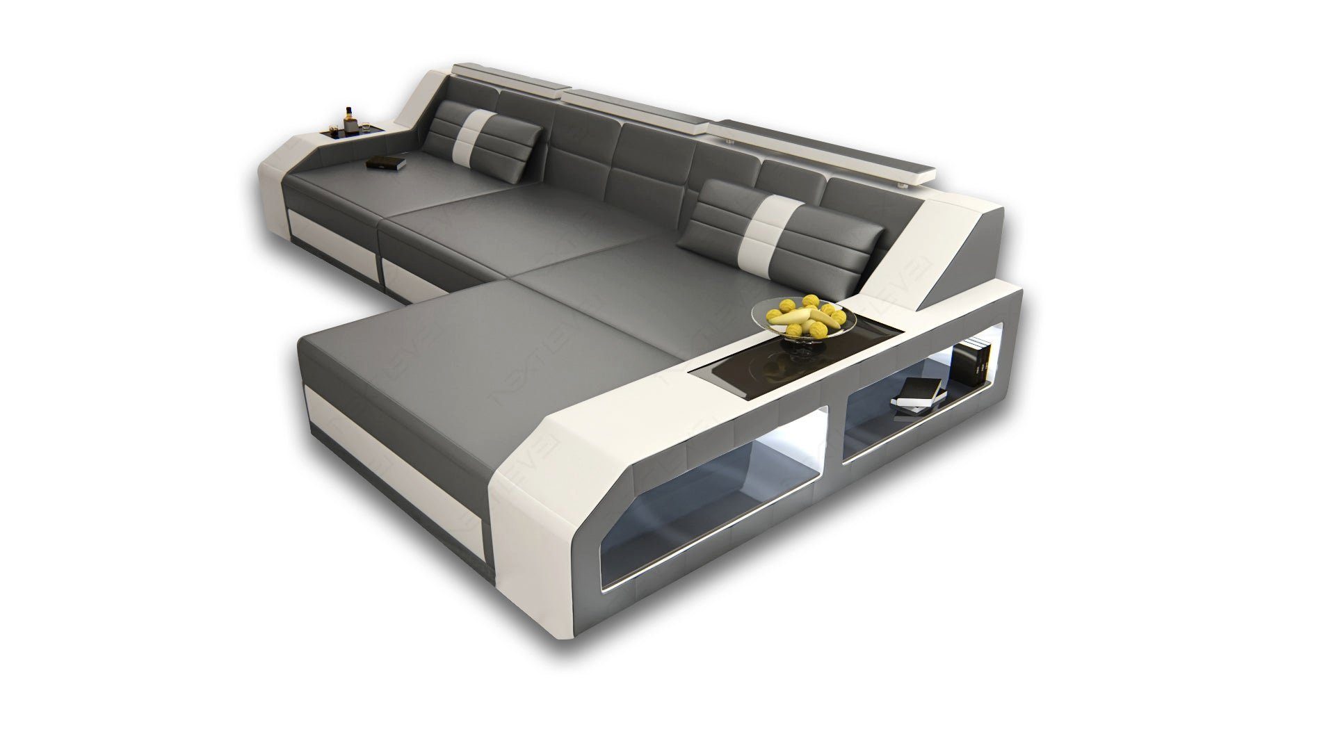 Sofa Dreams Ecksofa Ledercouch Sofa Leder Arezzo L Form Ledersofa, Couch, mit LED, wahlweise mit Bettfunktion als Schlafsofa, Designersofa