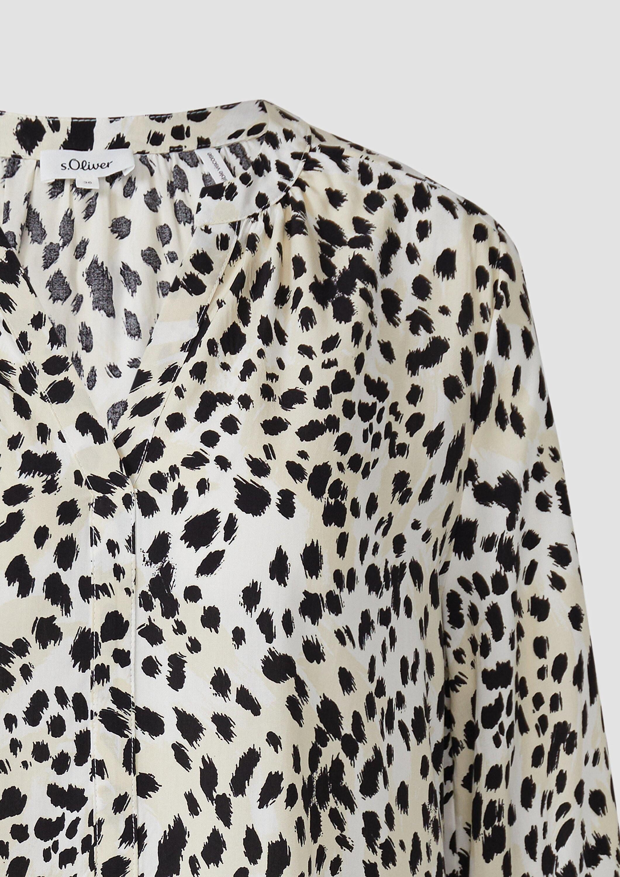 s.Oliver Langarmbluse Bluse Tunikabluse aus Viskosemix mit All-over-Print