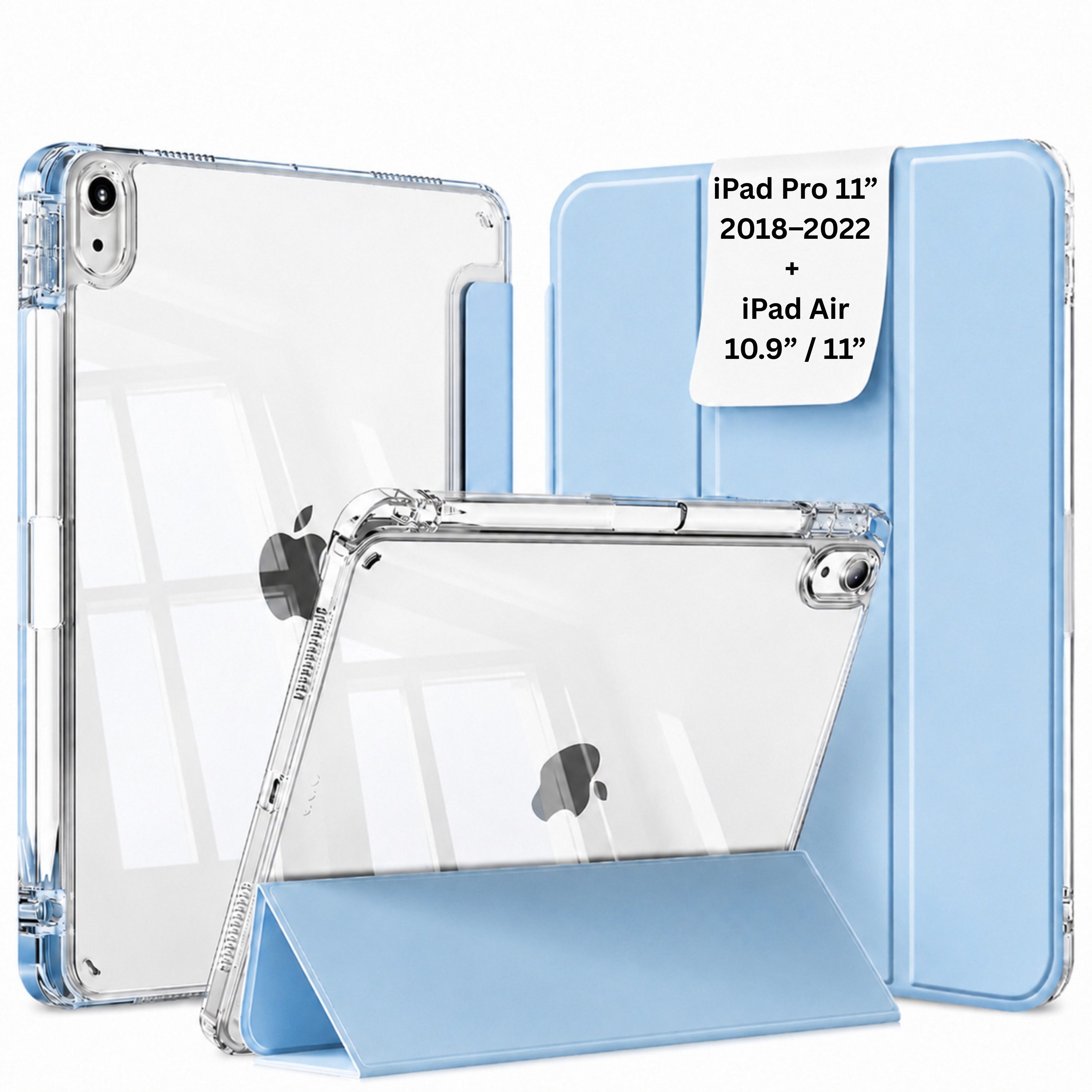 S&T Design Tablet-Hülle Hülle für iPad mit Stifthalter Transparent Stoßfest Tablet Schutzhülle, Kratzfest Hülle Cover Stoßfest Hard Case Ständer Kamera Displayschutz