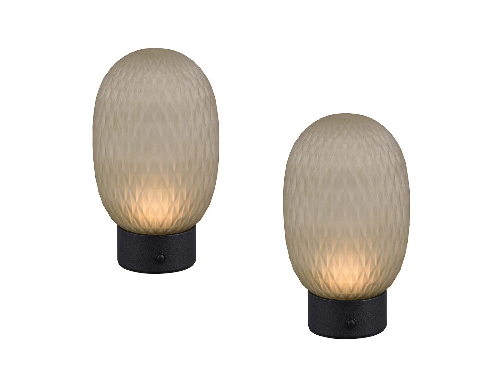 TRIO Leuchten LED Tischleuchte, Dimmfunktion, LED fest integriert, Warmweiß, 2er SET kleine aufladbare kabellose Tischbeleuchtung mit Akku H 20,5cm