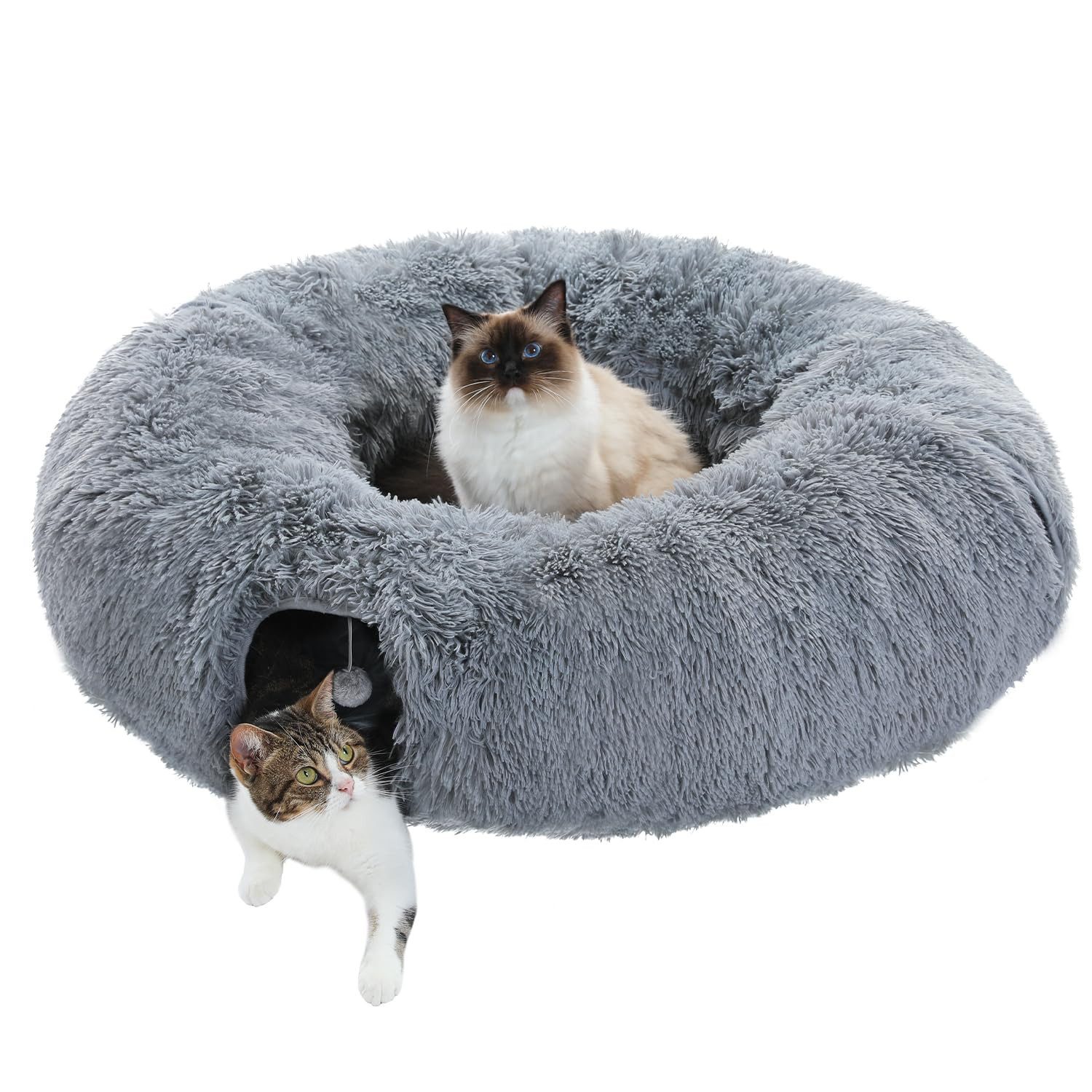 Agility-Tunnel Plüsch Tunnel Donut für Indoor Katzen, 108 x 87 x 25 cm