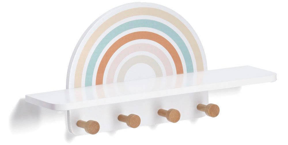 Zeller Present Garderobenleiste MDF / Kiefer (1 St), inkl. 4 Kleiderhaken aus Kiefer