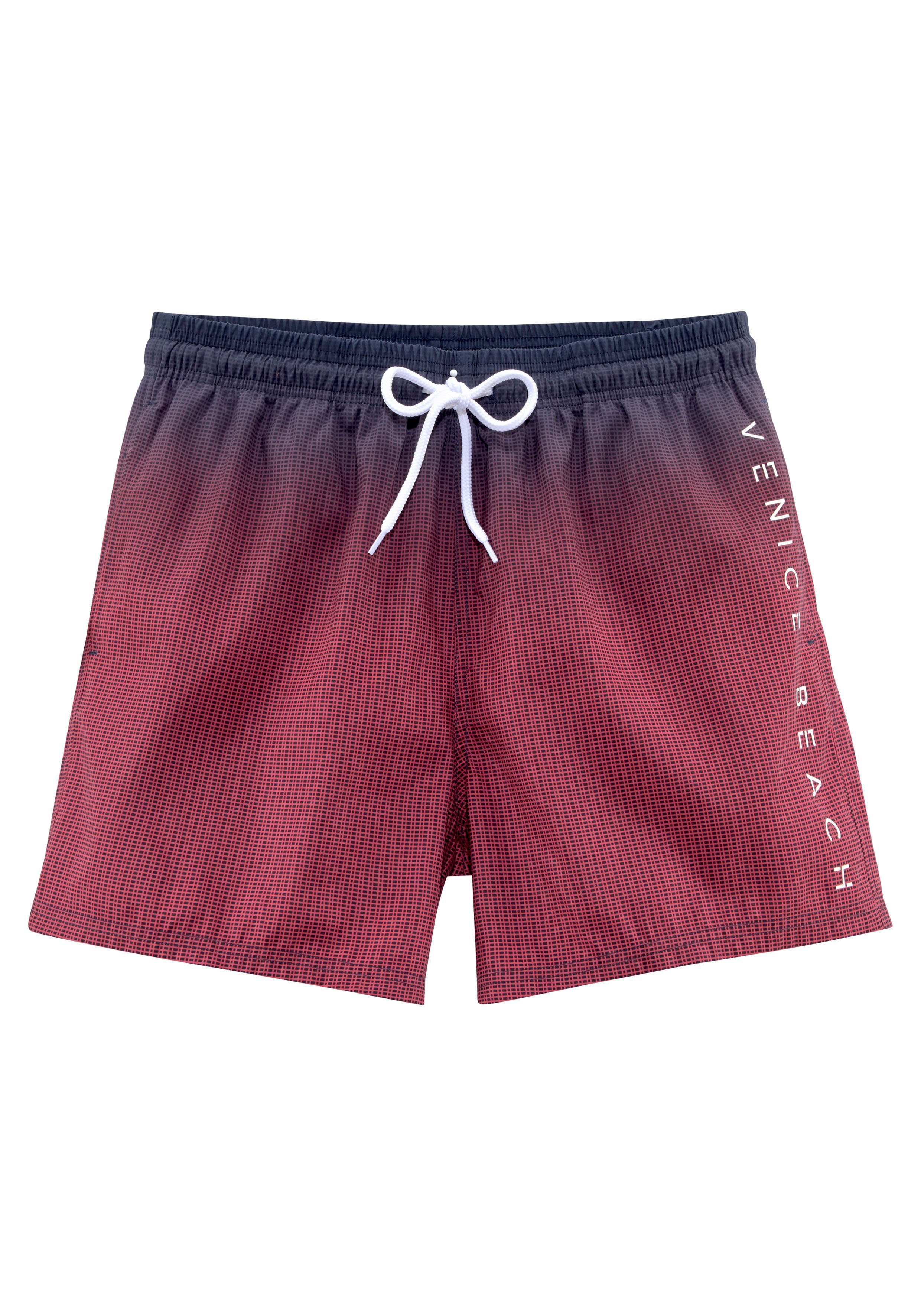 Badeshorts Venice mit marine-bordeaux Farbverlauf Beach