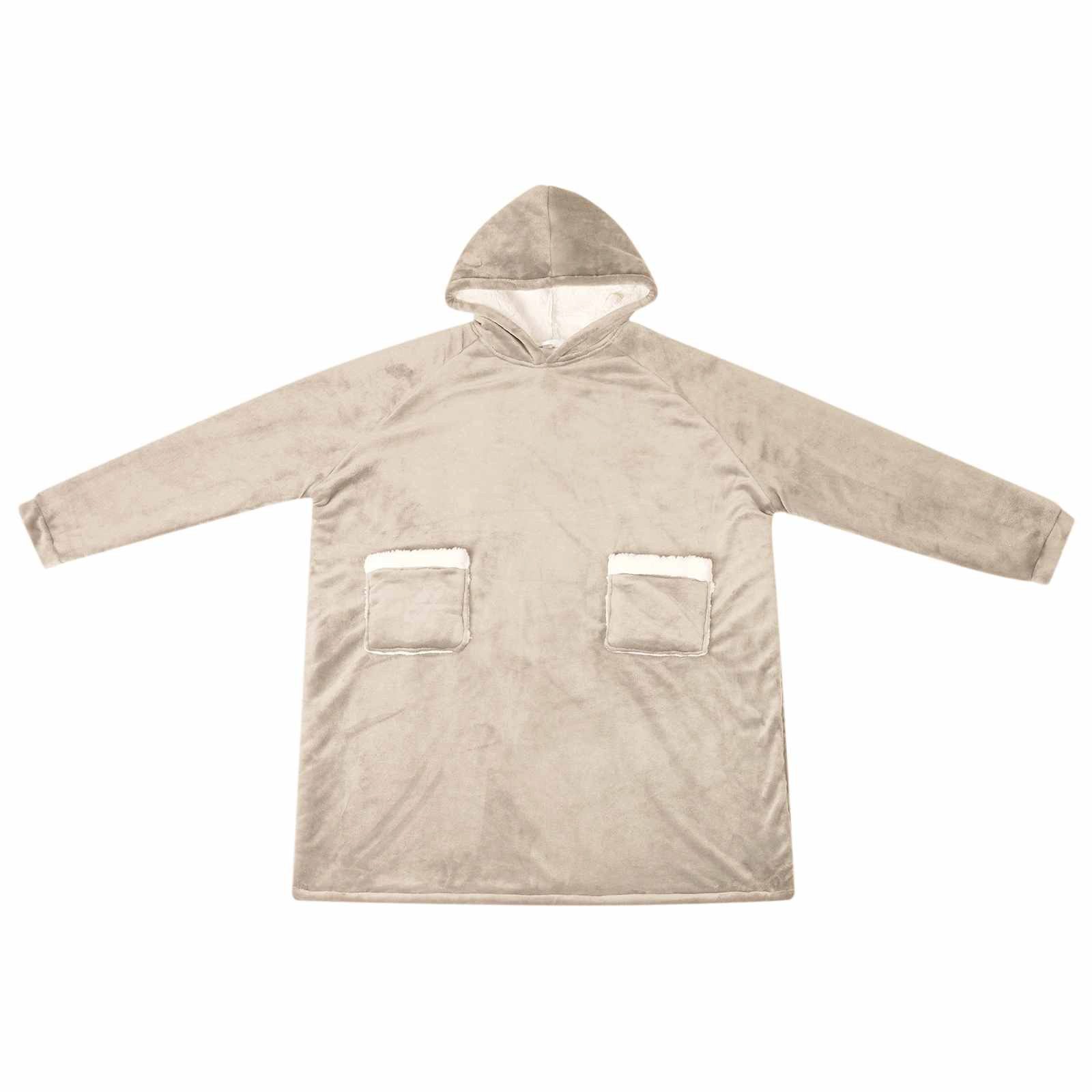 vidaXL Unisex-Bademantel Decken-Hoodie Beige M Fleece und Flanell, Vlies
