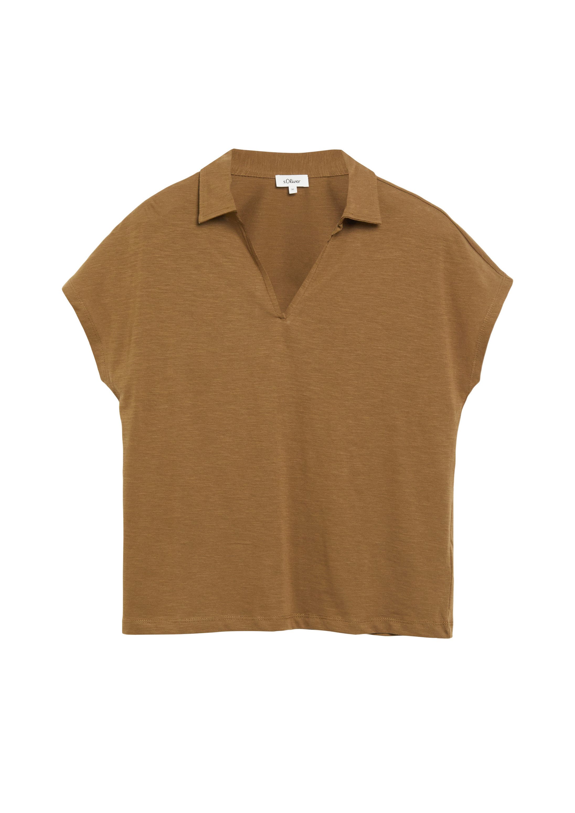 s.Oliver Kurzarmshirt Polo-Shirt T-Shirt mit Polokragen und überschnittenen Schultern