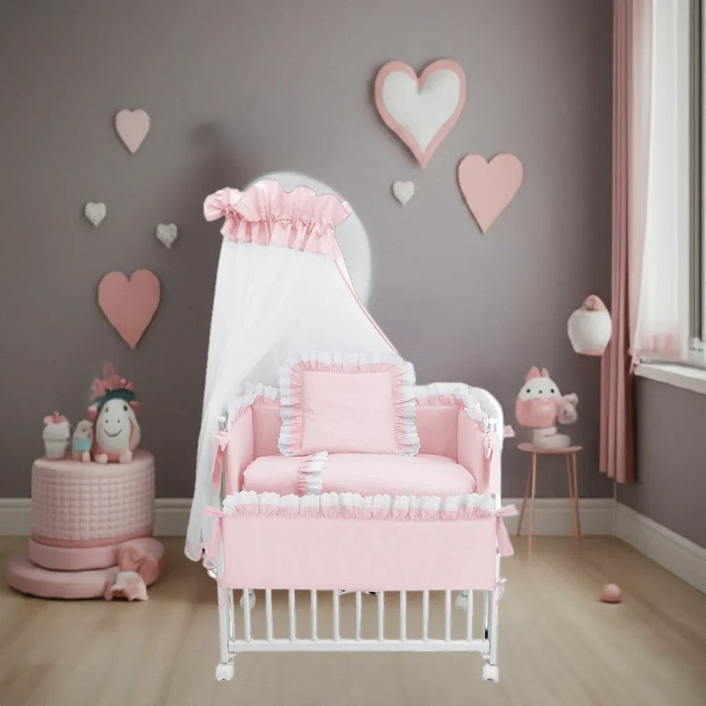Babyhafen Beistellbett BABY Babybett Komplettbett Royal Rosa mit Spitze und günstig online kaufen