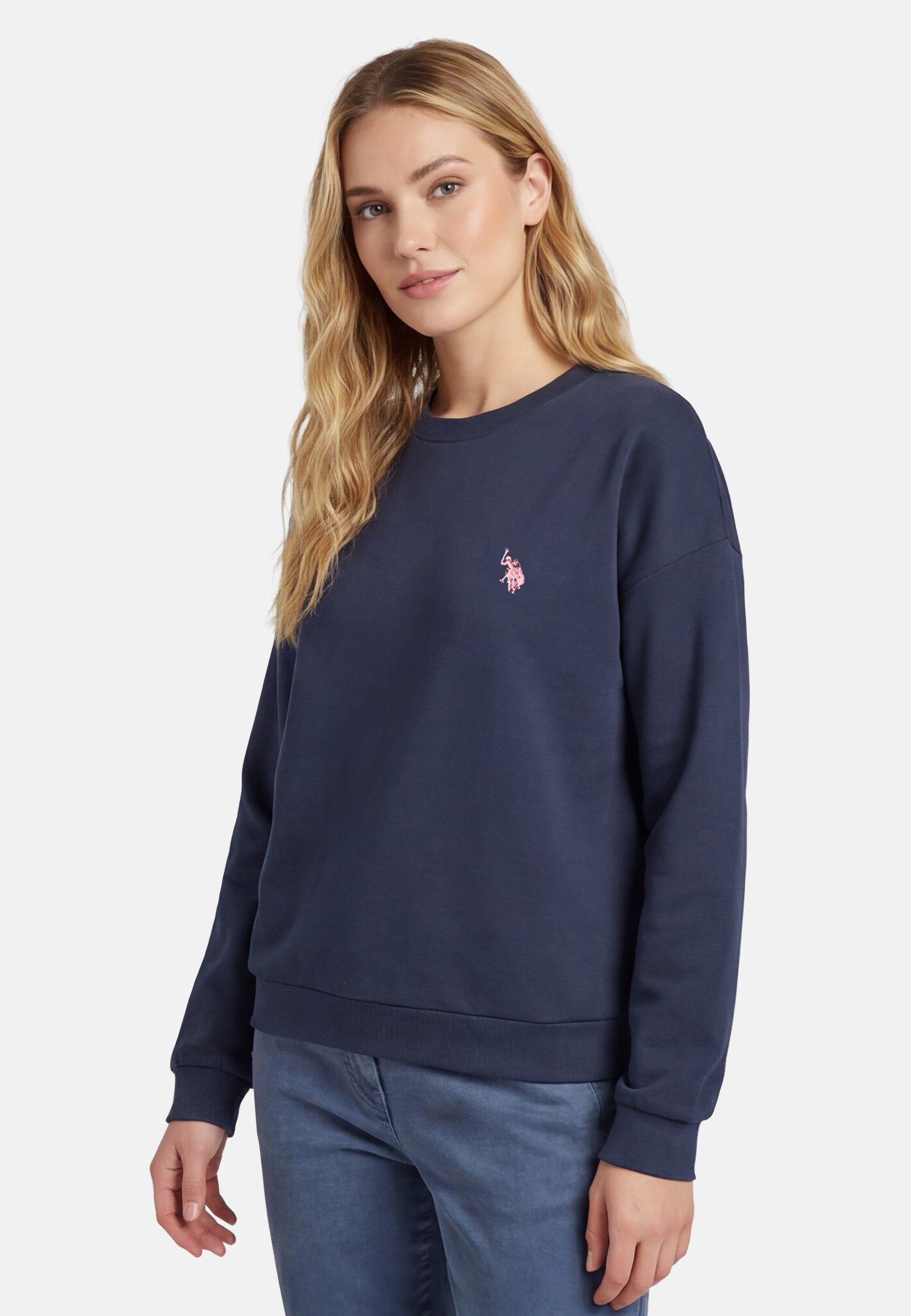 U.S. Polo Assn. Sweatshirt USKalatine Pullover Rundhals – Baumwollmix Sweater Weicher Rundhalspullover mit Stretch und Logo-Stickerei