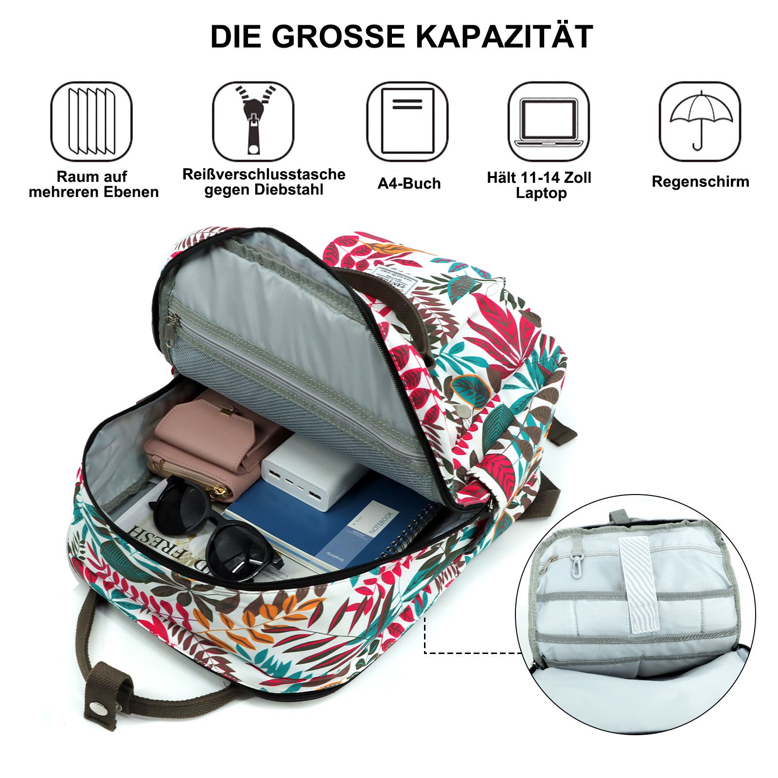 TAN.TOMI Schulrucksack Schulrucksäcke Teenager Mädchen, Tagesrucksack mit Laptopfach (Mitgeliefert wird ein kleiner Teddybär-Anhänger), Schultasche Mädchen, Casual Rucksack Teenager Mädchen