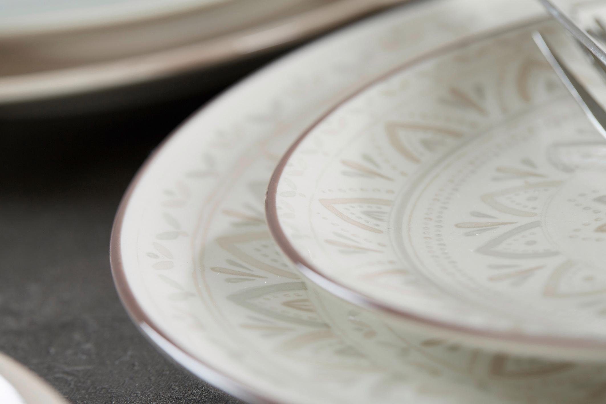 Ritzenhoff & Breker Dessertteller Valencia, (2 St), Teller Set, Steinzeug, südländisches Dekor in Stempeltechnik