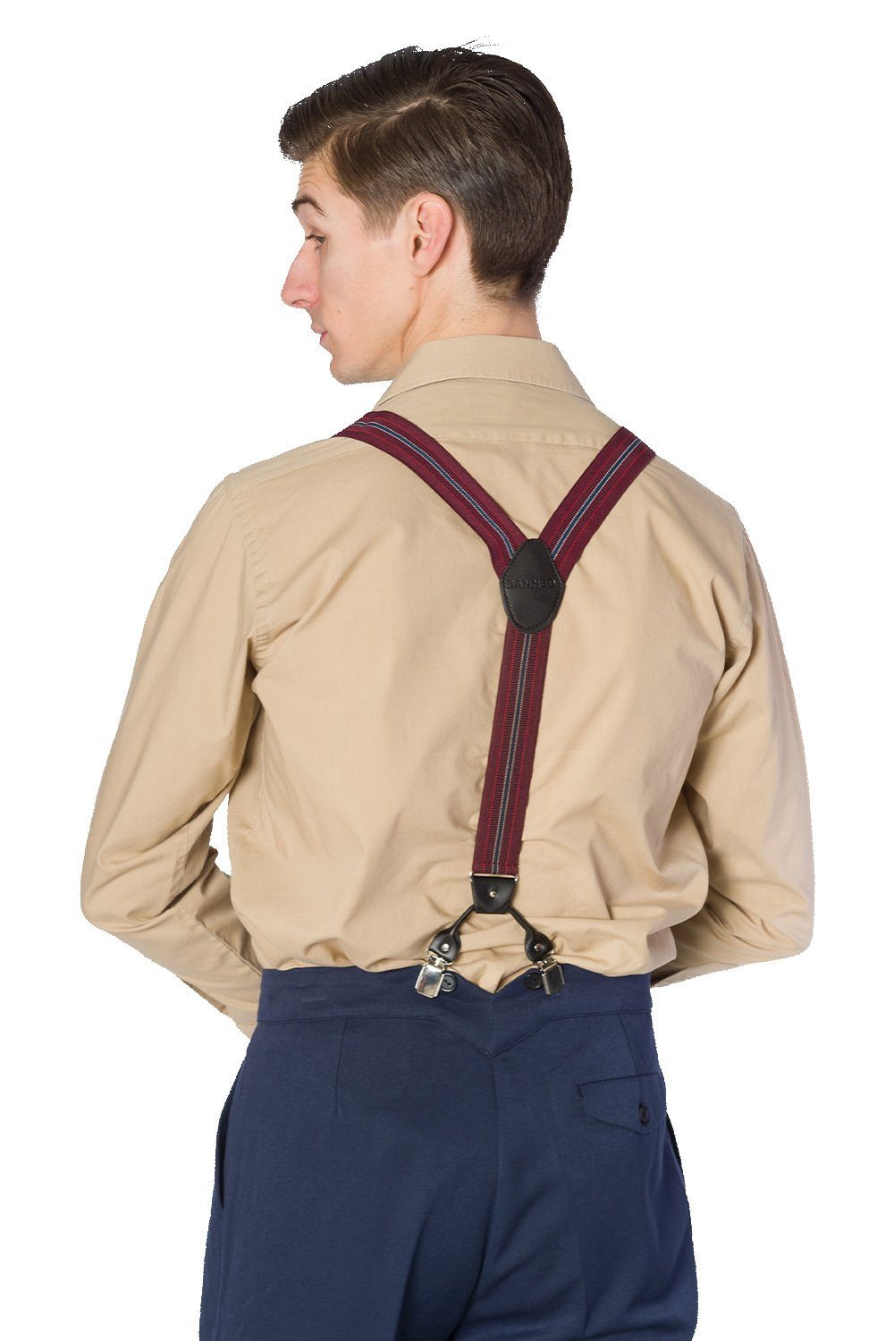 Banned Hosenträger Nicholas Braces Burgunder Vintage Y-Form Retro Austauschbare Knopfverschlüsse