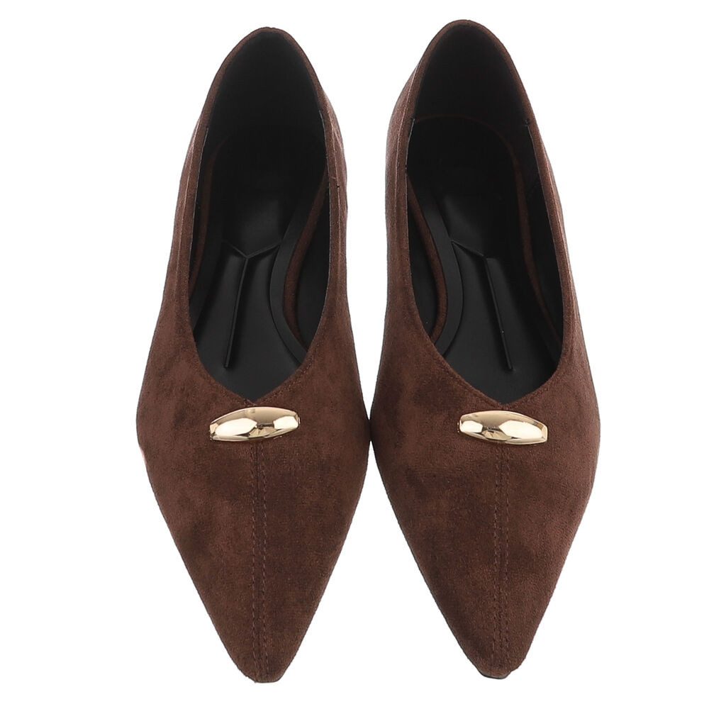 Ital-Design Damen Slipper spitz mit Schmuckdetail, elegant Pumps (92078969) Blockabsatz Klassische Ballerinas in Braun – Bild 4 von 5