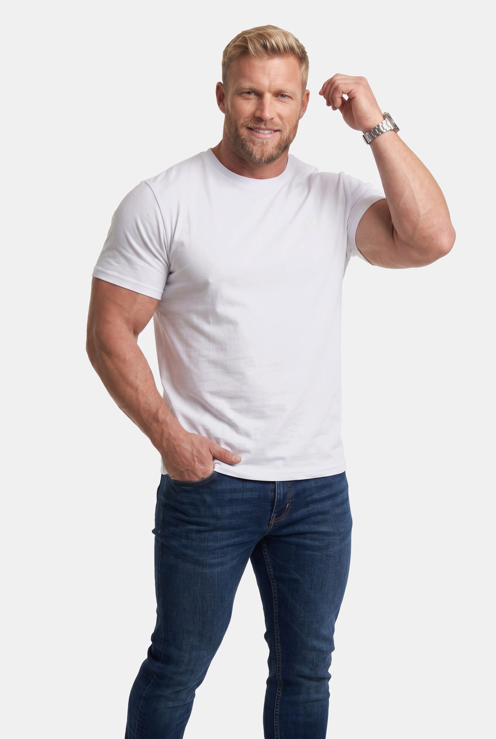 Men Plus T-Shirt T-Shirt Basic Halbarm Rundhals