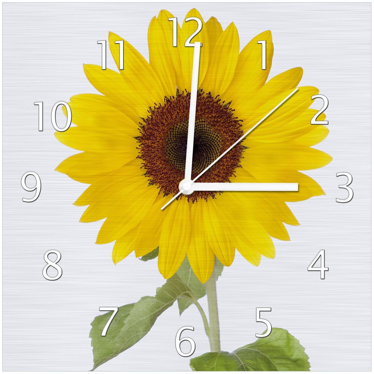 (Aluverbunduhr) Sonnenblume Wanduhr Wallario