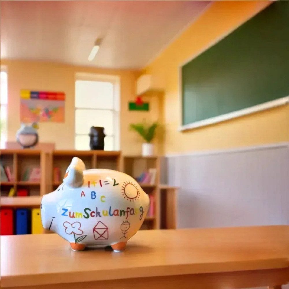 Wurm Spardose Sparschwein 'Zum Schulanfang' Keramik Bunt (B/H/T) 12,5x9x9cm