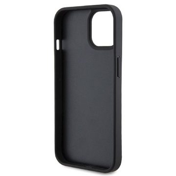 Ferrari Handyhülle Case iPhone 15 Echtleder schwarz Logo Metall, Kantenschutz