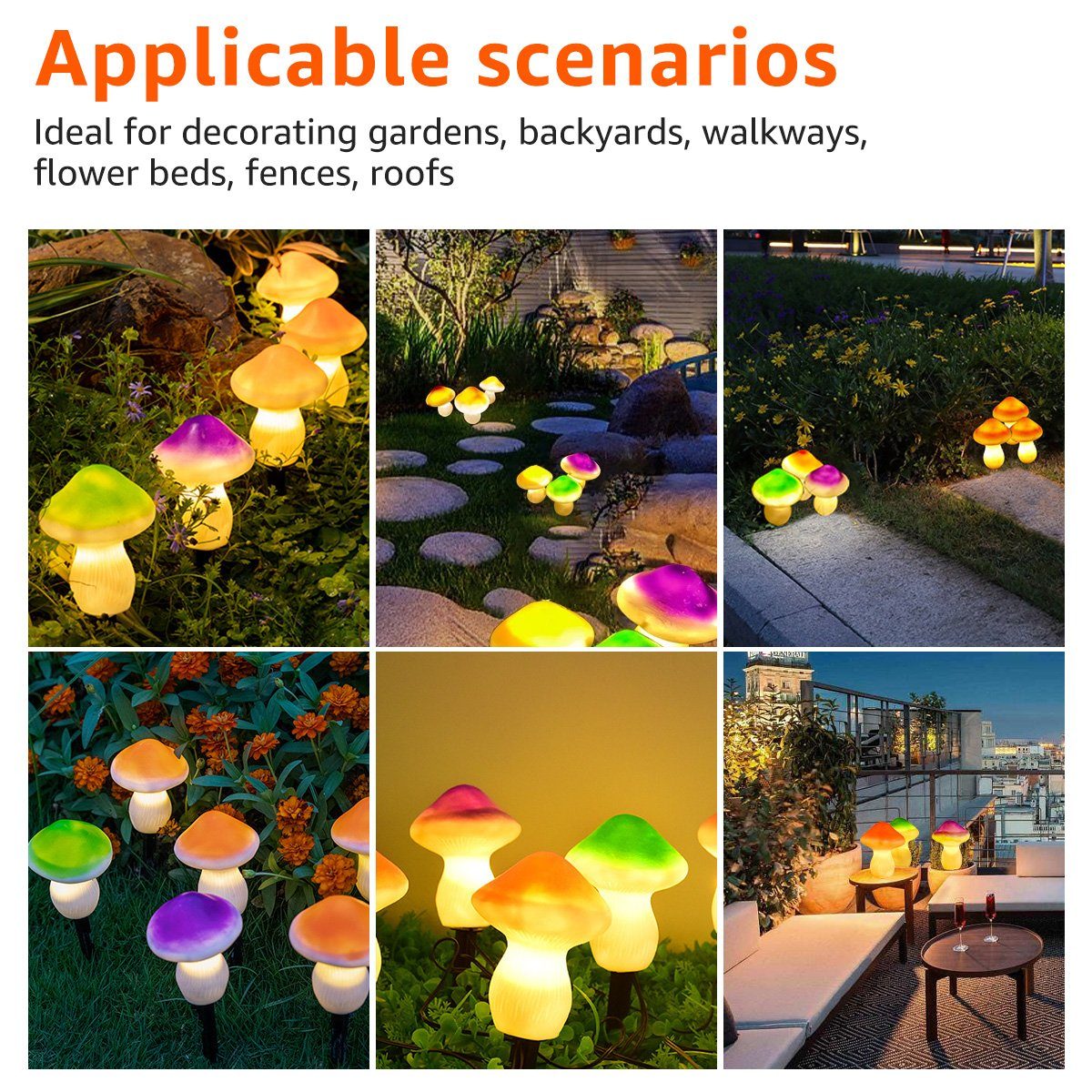 MOOHO LED Solarleuchte, LED Wasserdicht + 1 Orange 1 1 + Lila Grün Dekorative