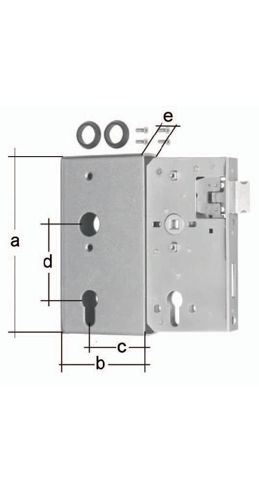 Alberts Türbeschlag Schlosskasten DIN links / rechts Maß A172xB94xC60 mm Maß E 40 mm Dornmaß 60 mm