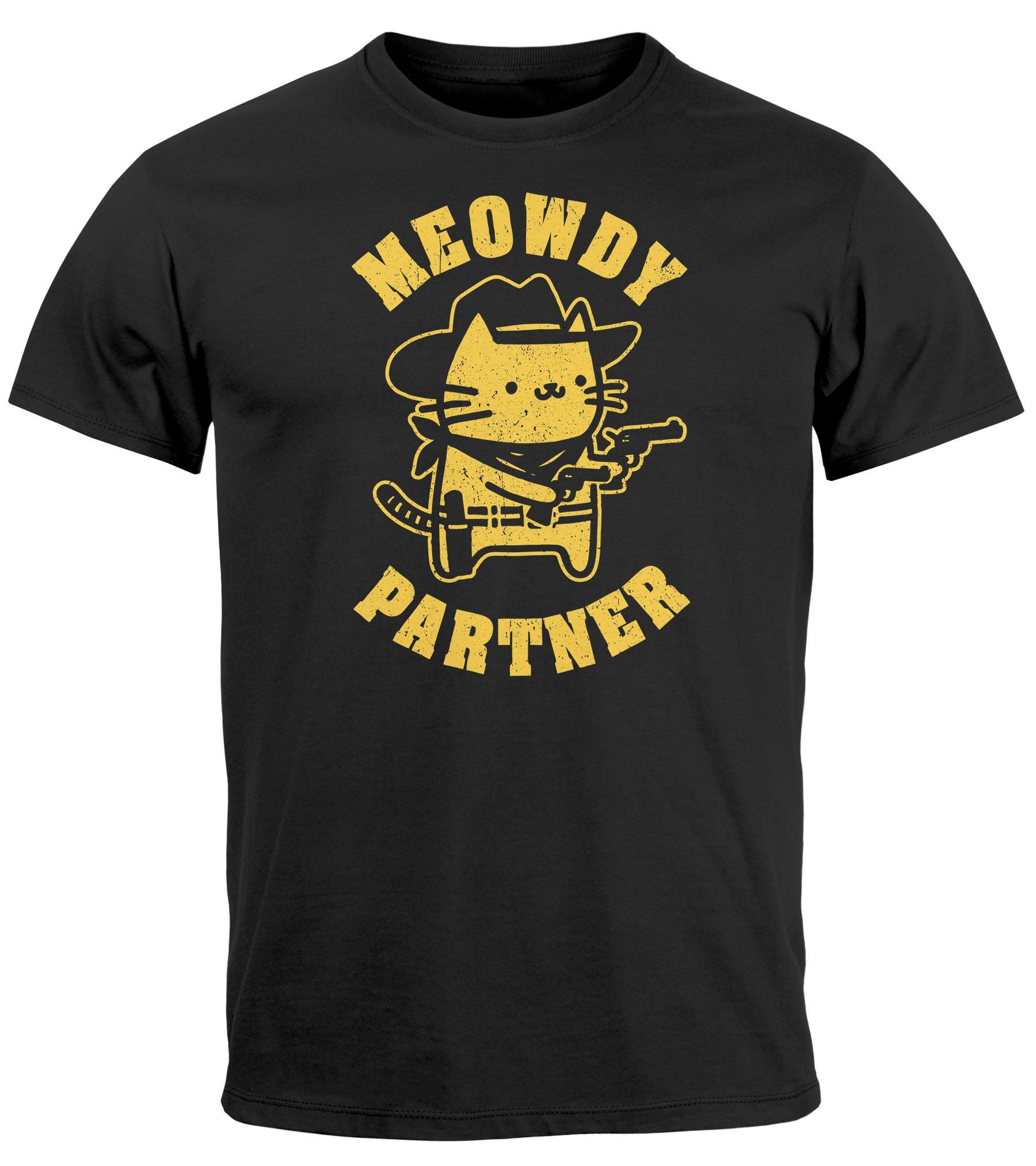 MoonWorks Print-Shirt Herren T-Shirt Meowdy Partner günstig online kaufen