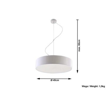etc-shop Hängeleuchte, Leuchtmittel nicht inklusive, Pendelleuchte Deckenleuchte Modern Weiß PVC H 80 cm Esszimmer