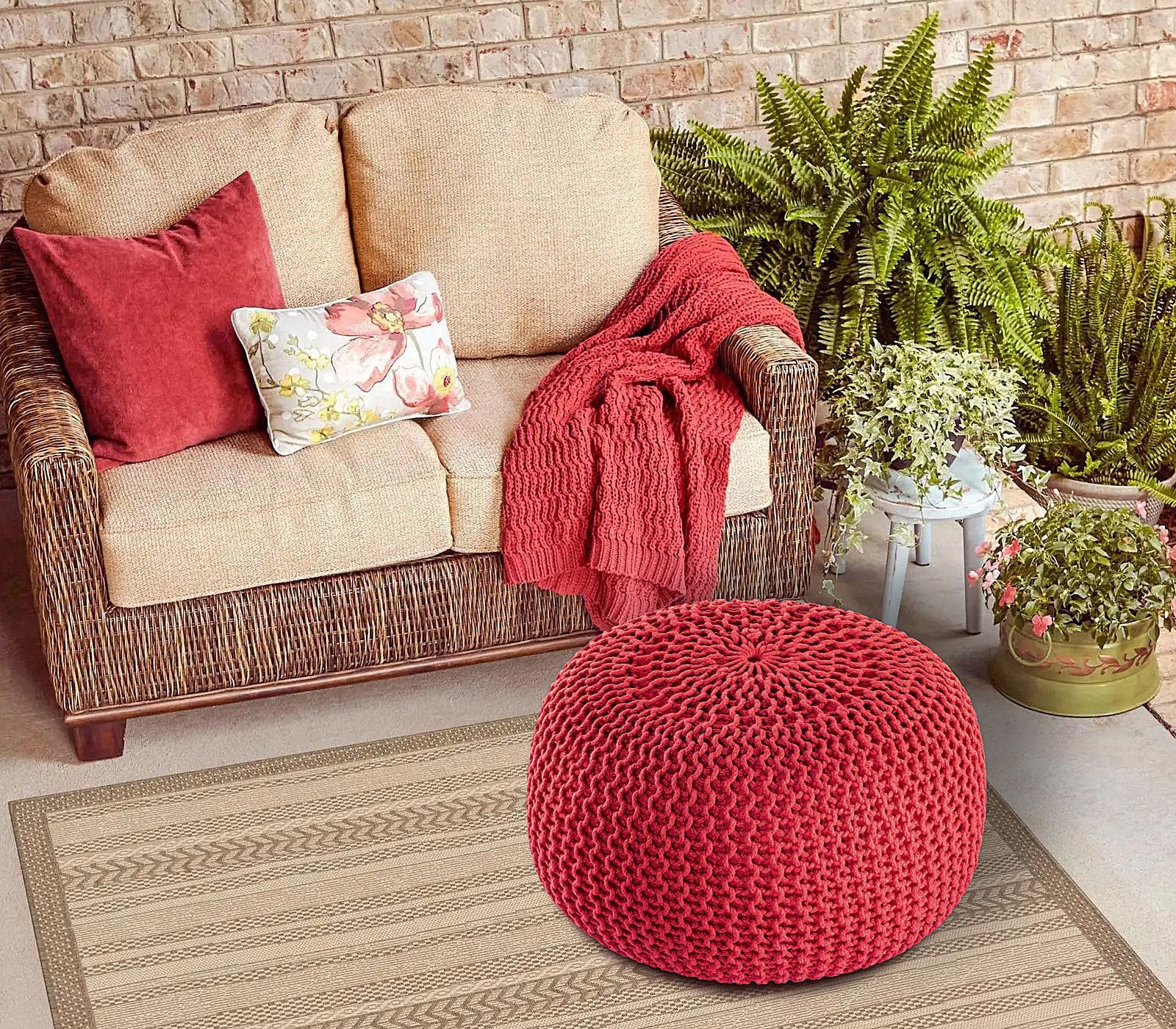 Amagohome Sitzhocker Pouf Outdoor ø 55 o. 45cm Bodenkissen Sitzpouf Hocker günstig online kaufen