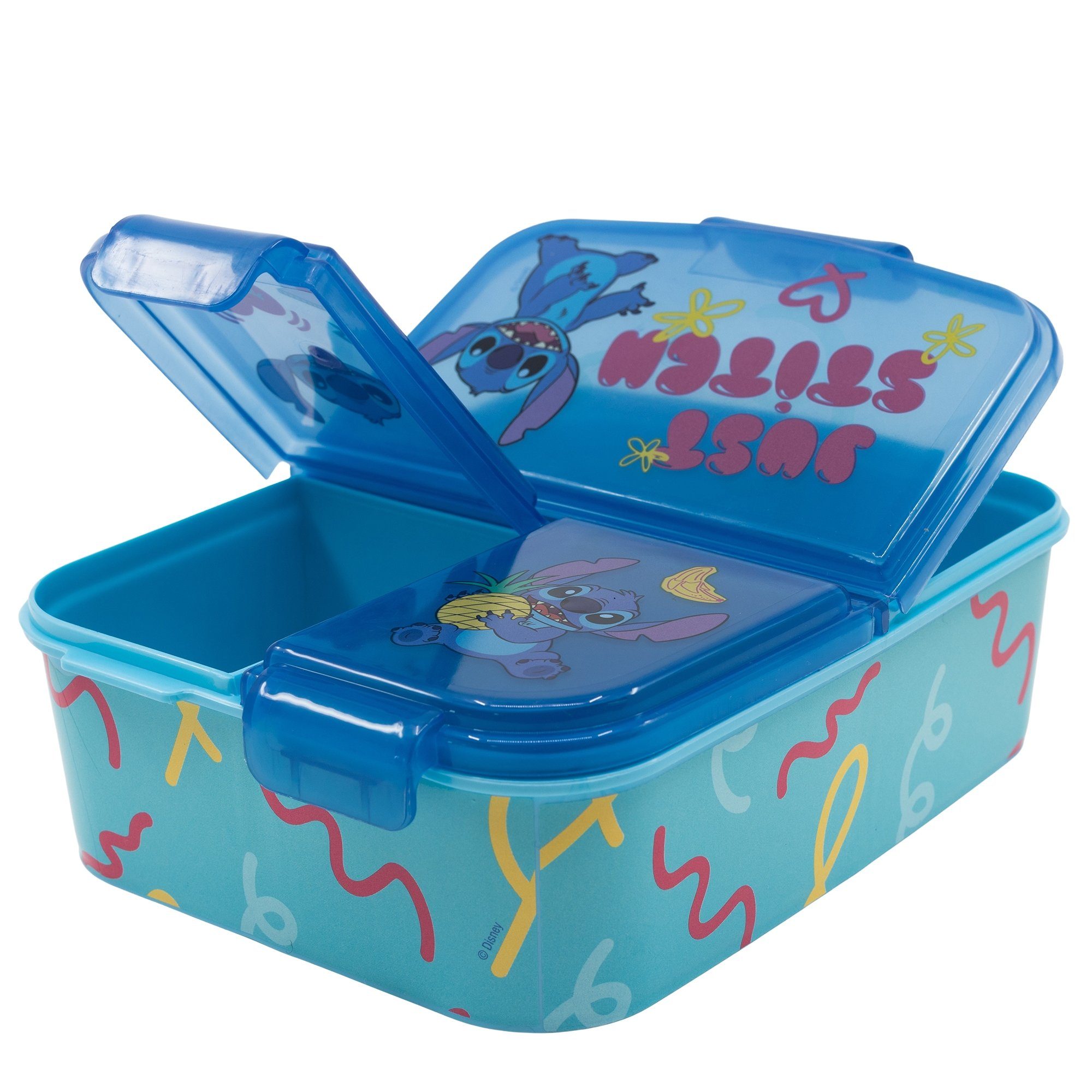 Stitch 3 Kuststoff, Brotdose Set Kammern Trinkflasche, Lunch Lunchbox Disney mit (2-tlg), 2 370 Disney tlg. ml