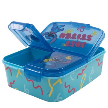 Disney Lunchbox Disney Stitch 2 tlg. Lunch Set, Kunststoff, (2-tlg), Brotdose mit 3 Kammern Alu-Trinkflasche 400 ml