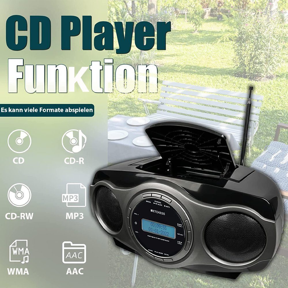 Retekess TR631 DAB Radio Player) mit mit FM-Stereo, (DAB Radio FM MP3 CD-Player Bluetooth, CD-Radiorecorder