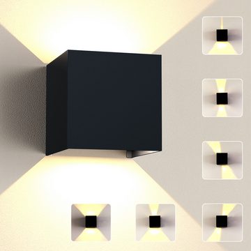 OULENBIYAR Wandleuchte 2 Stück LED Wandlampe Auf & ab Wandspot 10x10x5cm Aluminium-Druckguss, LED fest integriert, Warmweiß, Einstellbarer Lichtstrahl mit Bewegungsmelder, für Wohnzimmer, Flur