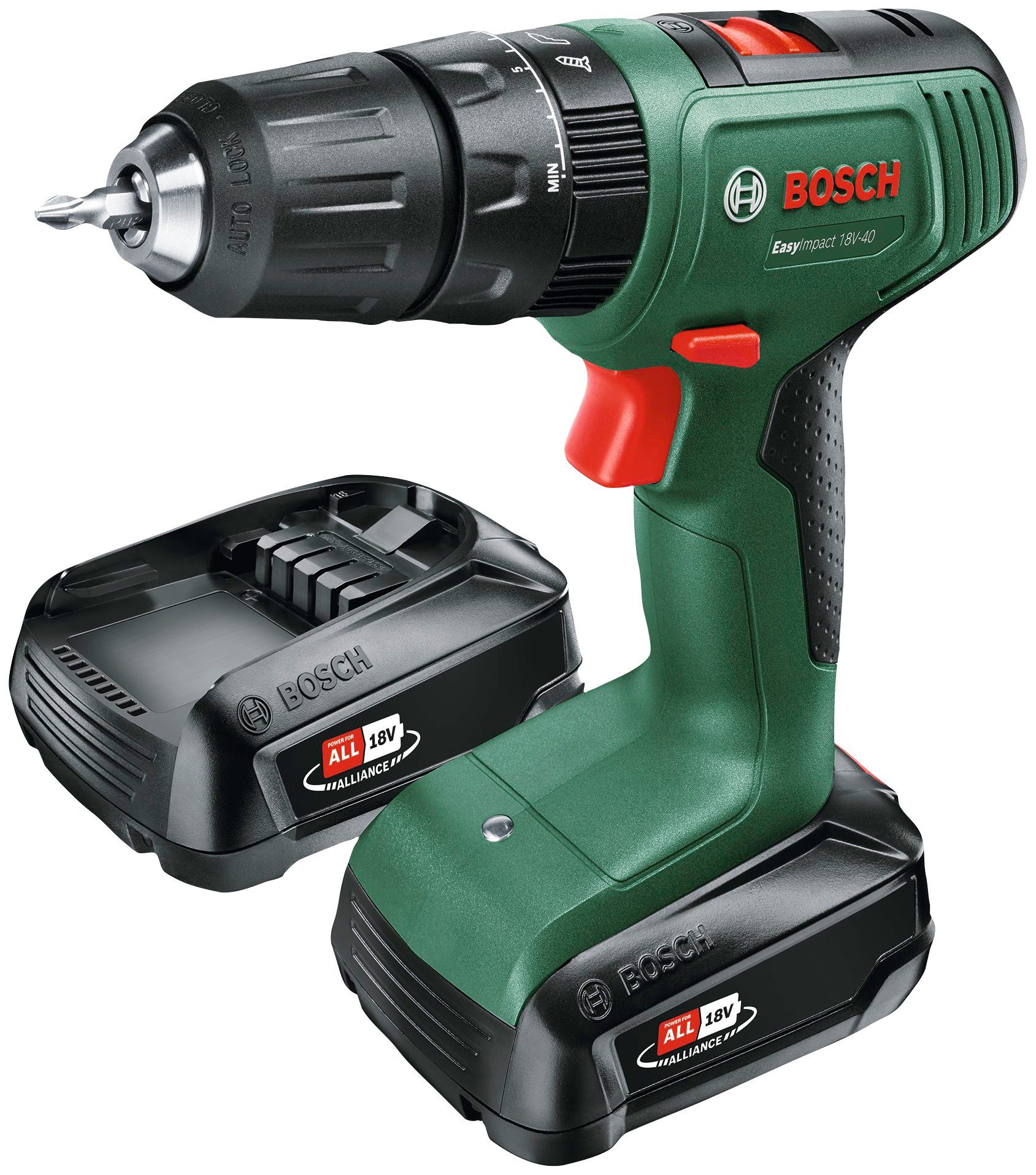 Bosch Home & Garden Akku-Schlagbohrschrauber EasyImpact 18V-40, Inkl. Koffer, mit 2 Akkus 18V/2Ah und Ladegerät
