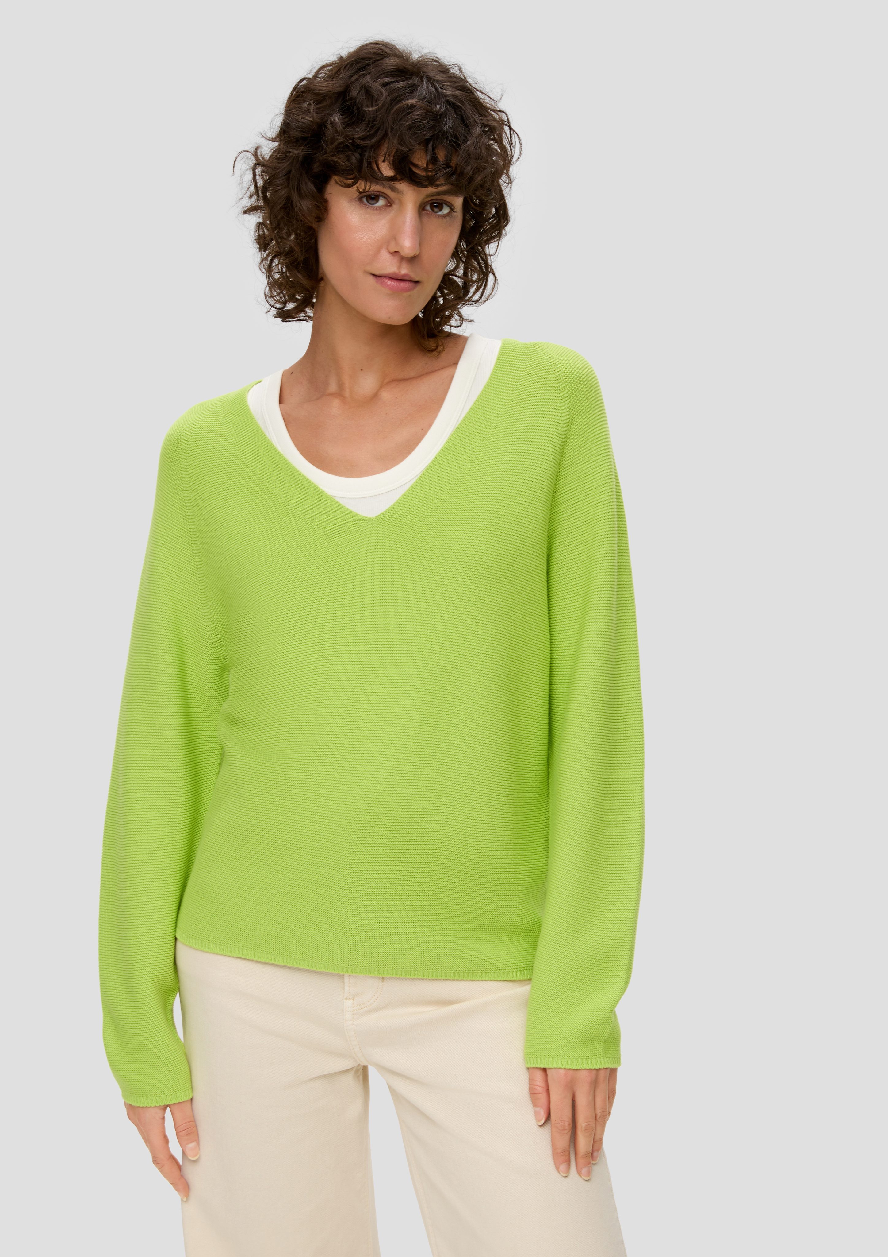Strickpullover Pullover mit V-Ausschnitt