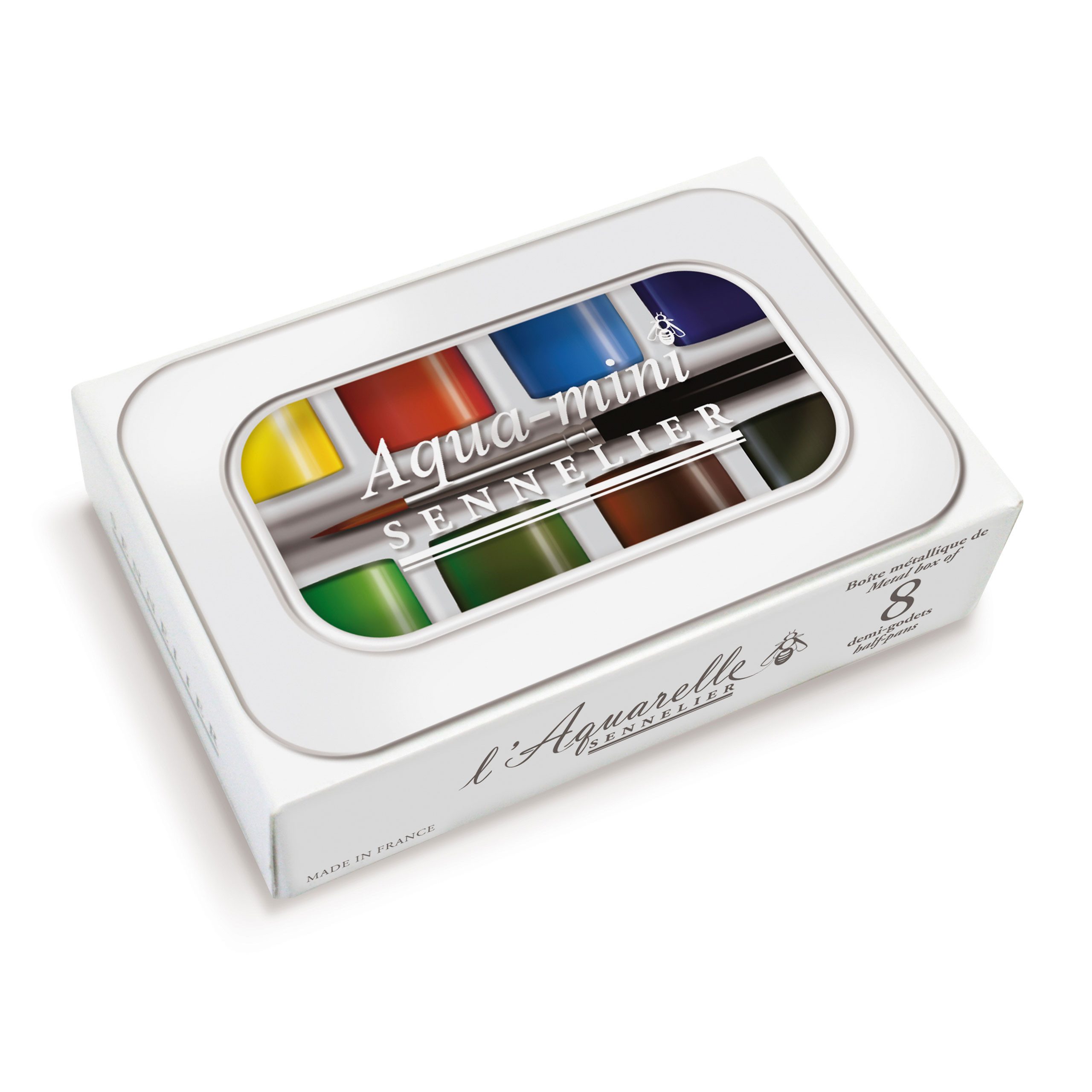 SENNELIER Aquarellfarbe Aquarellfarbe - Set mit 8 halben Naepfchen N131618.00 Metallkasten